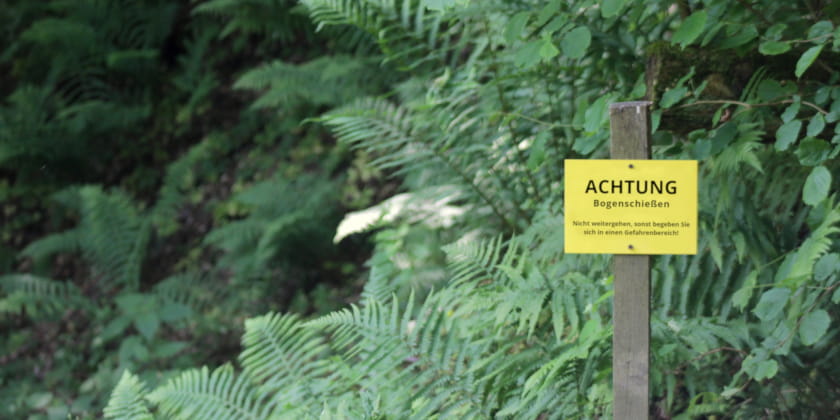 Sicherheit Bogenschießen Sicherheitsbestimmungen Warnschild